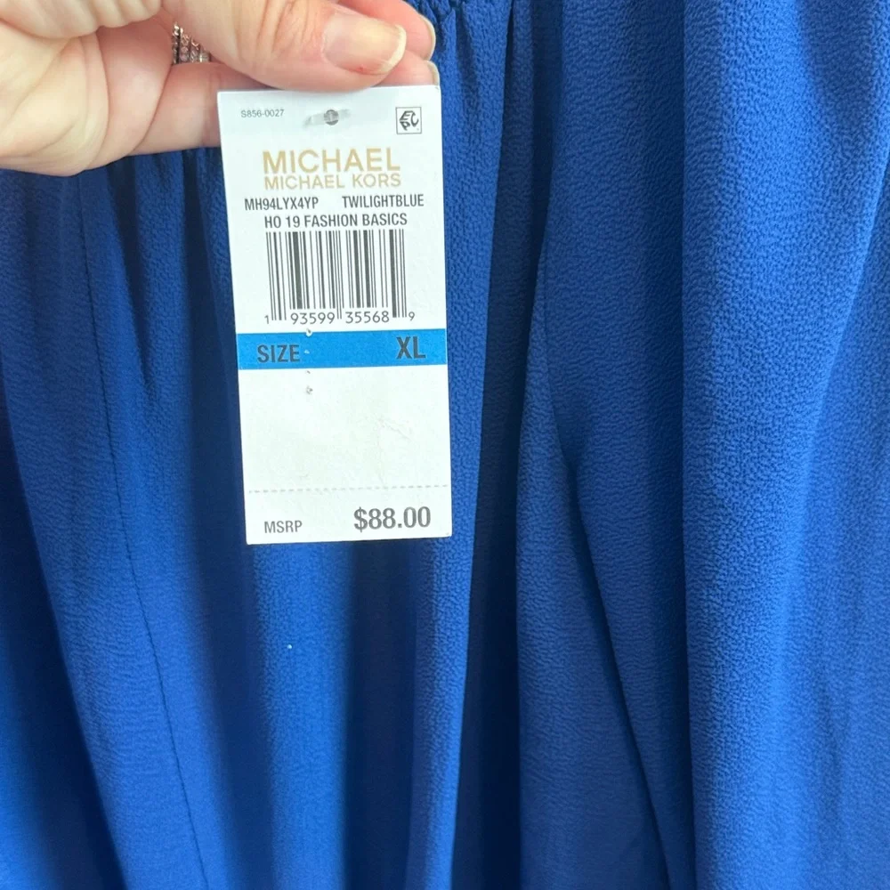 NWT MICHAEL Michael Kors Royal Blue Off-Shoulder Blouse - Picture 4 of 5